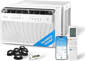 Midea 8,000 BTU U Shaped Smart Inverter Window Air Conditioner - Cools 350 Sq Ft, Ultra Quiet with Open Window Flexibility - Alexa/Google Assistant Compatible - 37% Energy Savings, Remote (Updated)