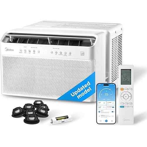 Midea 12,000 BTU U Shaped Smart Inverter Window Air Conditioner - Cools 550 Sq Ft, Ultra Quiet with Open Window Flexibility - Alexa/Google Assistant Compatible - 35% Energy Savings, Remote (Updated)