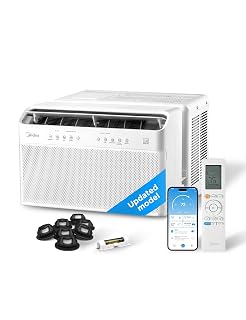 Midea 8,000 BTU U Shaped Smart Inverter Window Air Conditioner - Cools 350 Sq Ft, Ultra Quiet with Open Window Flexibility - Alexa/Google Assistant Compatible - 37% Energy Savings, Remote (Updated) - Amazon product rated Grade A
