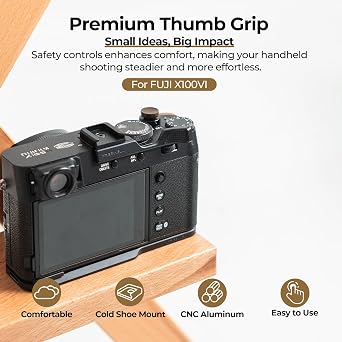 Freewell Thumb Grip for Fuji X100VI with Cold Shoe Mount Black