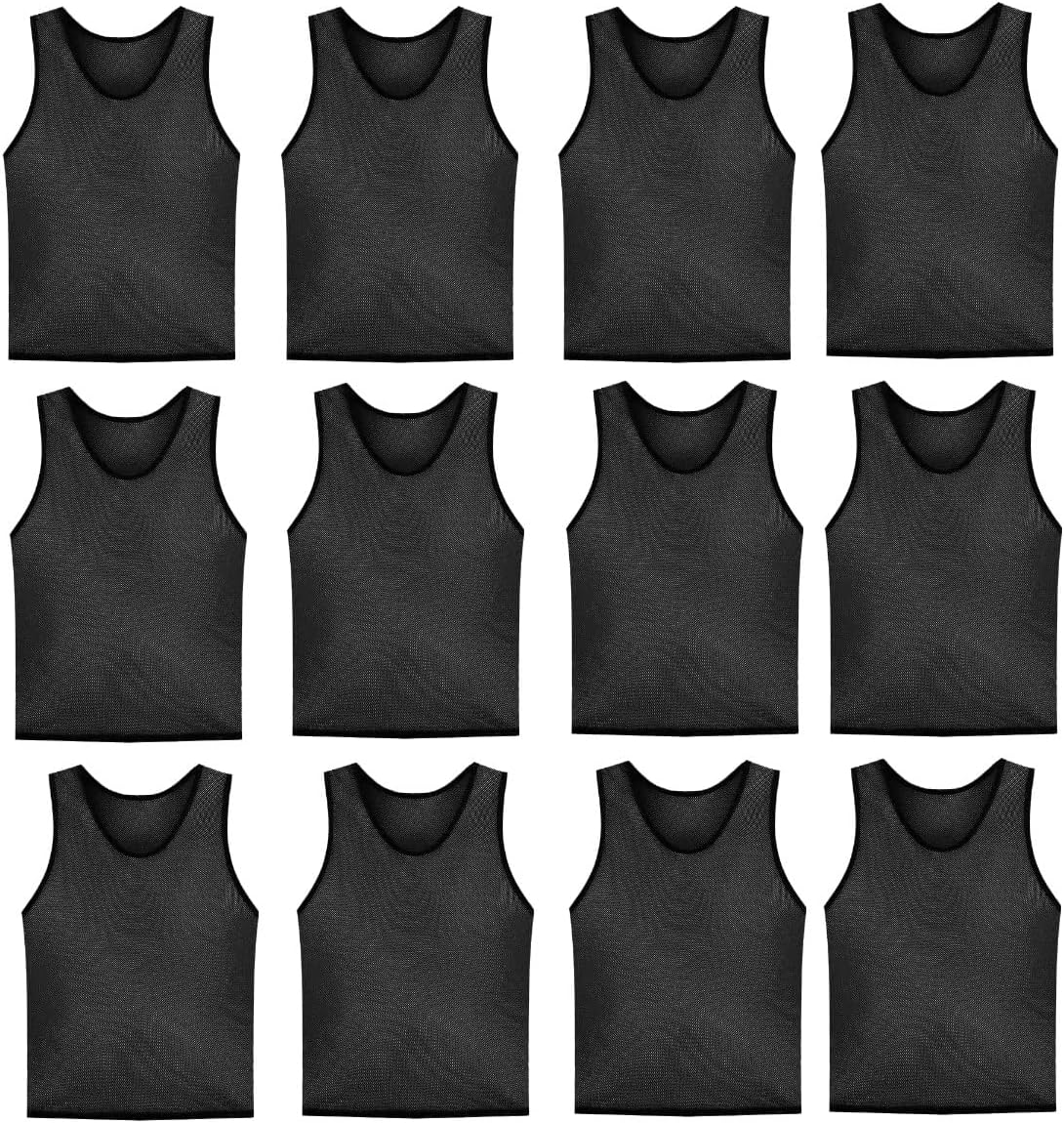Scrimmage Training Vest Kids Youth Adult Soccer Practice Jersey Athletic Pinnies (6 & 12 Pack)