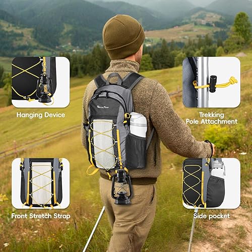 Miniatura 5 de Seektop Mochila de senderismo impermeable plegable de 20 L, ultraligera, pequeña, ligera, mochila plegable para hombres y mujeres