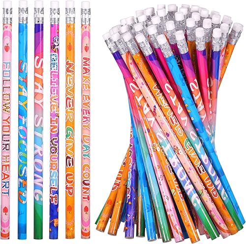 Lápices inspiradores, lápices de colores, divertidos lápices motivacionales, bonitos lápices con frases de aliento, lápices inspiradores para