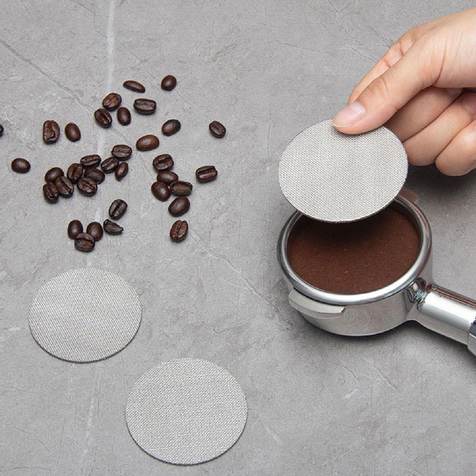 2pcs Puck Screen, Double Layer Stainless Steel Reusable Filter Screen, 1.7mm Thickness, 150um Holes, for Coffee Machine Brewers (51mm / 2.0in)