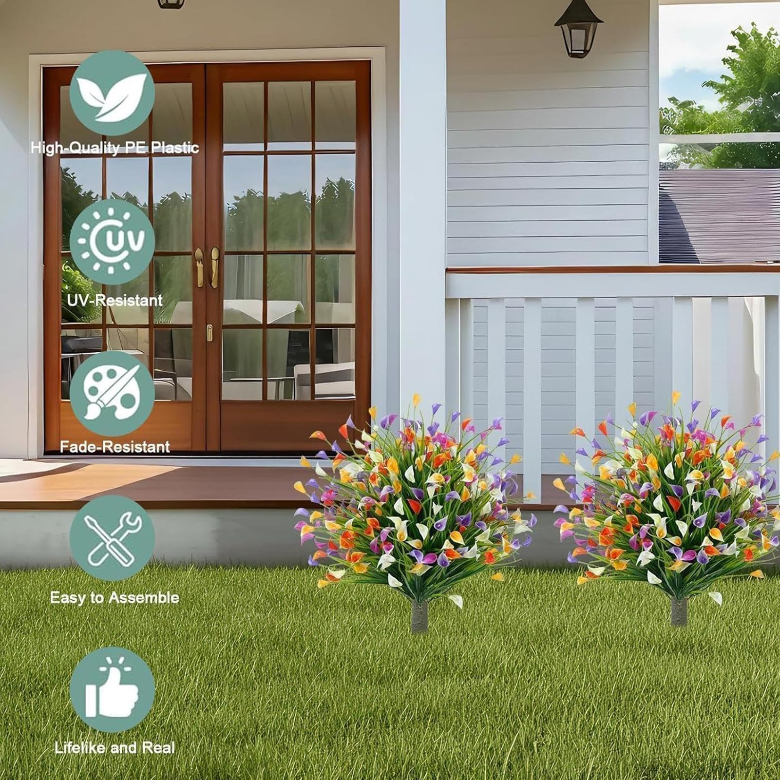 Generisch Artificial | Resistente al agua y a los rayos UV para el hogar | Lirios de Kalla artificial como decoración, para salón, mesa, pasillo, apartamento, casa de campo, terraza