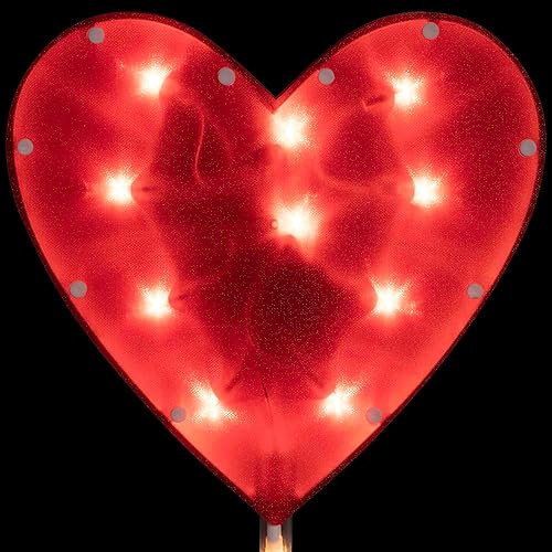 Miniatura 6 de Marcador de camino para el día de San Valentín, 4 unidades, diseño de corazón rojo, luces transparentes