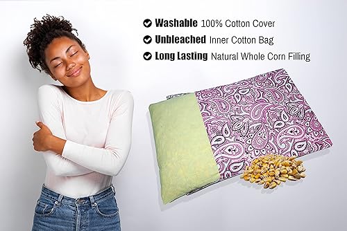 Miniatura 4 de Almohadilla térmica rellena de maíz para microondas y paquete fríofunda lavable 100% algodón (bandana - blanco y negro, 7.5 pulgadas de ancho x 11
