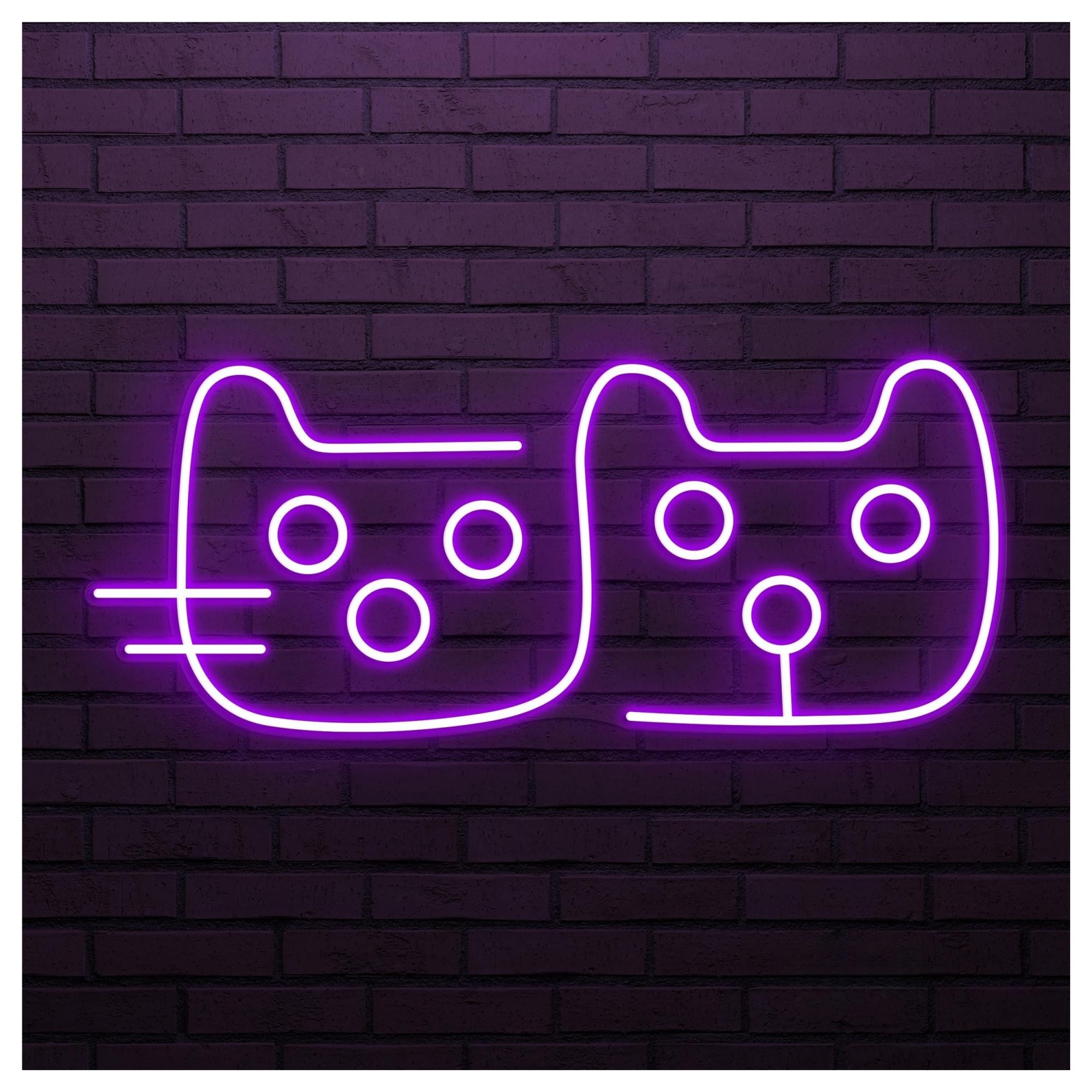 RONGCH Hanging Art Signs Double Cat Neon Sign, Suitable for Cafe Animal Shop Decor with Brightness Adjustable 45cm(Purple)