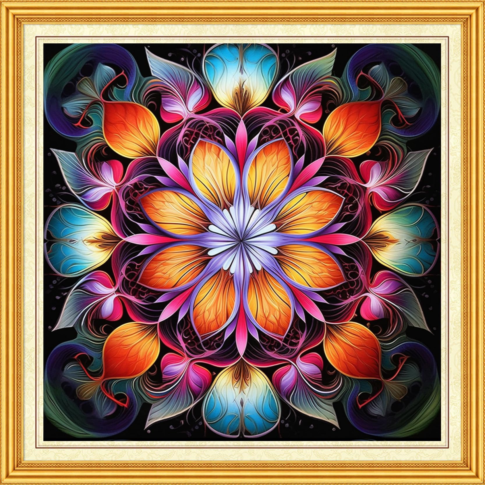 DMCVIVR Stamped Cross Stitch Kits for Beginners Adults Needlepoint Kits for Beginners Embroidery Kits for Adults Crossstitch Kit for Beginners 11CT-Magic Mandala 18x18 inch