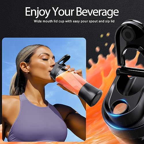 Miniatura 5 de Licuadora portátil, inalámbrica, recipiente de 24 onzas, licuadora personal para batidos y batidos, sin BPA, tapa a prueba de fugas y boquilla para