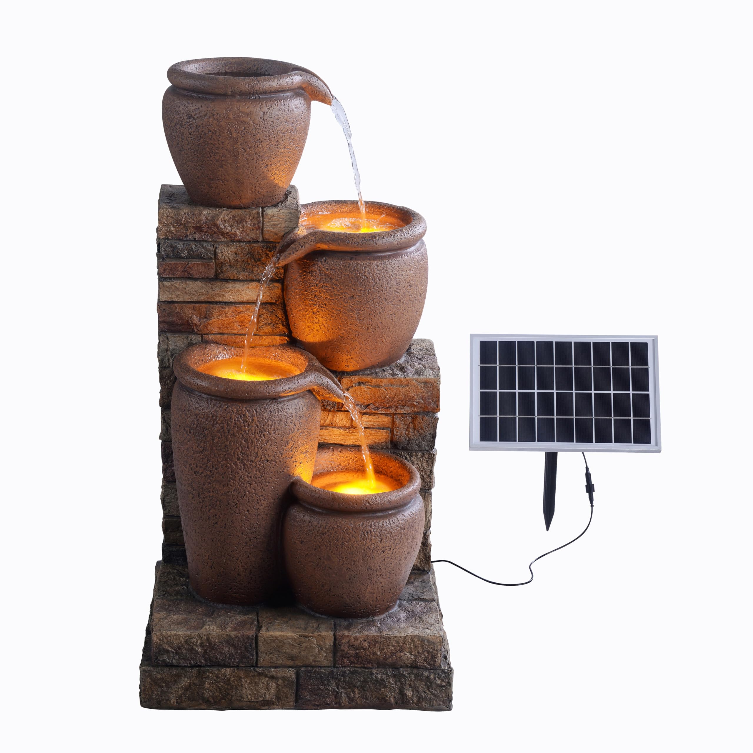Teamson Home 78 cm 4-Tier Cascading Bowl Solar Powered Water Fountain for Outdoor Living Spaces, Terracotta — image 1