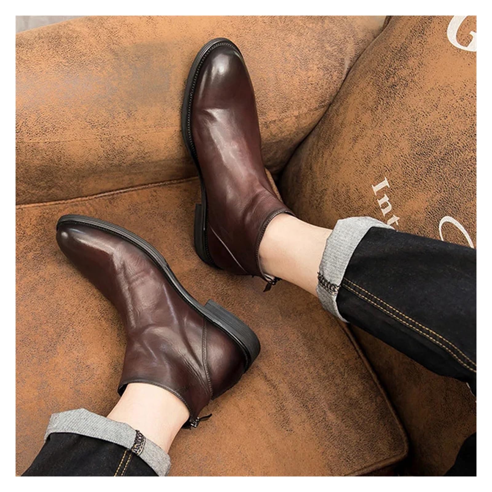 Chelsea Boot Uomo Stivali Eleganti Da Uomo, Chelsea In Vera Pelle, Stivaletti, Scarpe Basse Casual In Stile Britannico