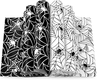 100 Pcs Halloween Wax Paper Black White Spider Web Sandwich Wrap Paper Tissue Waterproof Oil-Proof Picnic Liners for Trick or Treat Kitchen Party Supplies, 9.8 x 8.3 In