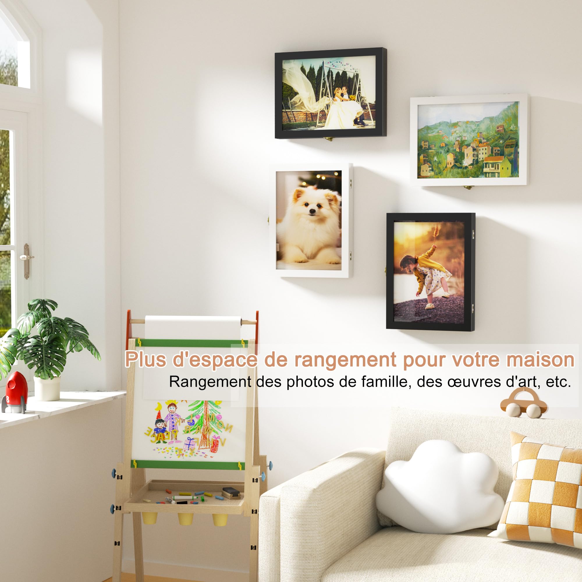 SRIWATANA 2Pcs Cadre Dessin Enfant à Changer A4,Cadre Photo de Rangement d'art pour Enfants Remplissables,Cadre d'art pour Enfants 150 pcs d'art pour les écoles,les maison,Cadeaux pour enfants,Blanc