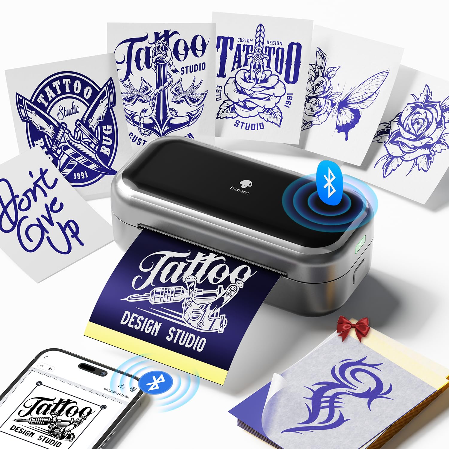 Phomemo TP31 Tattoo Drucker, Aufgerüstet Mini Tattoo Stencil Drucker 3 Zoll, Tattoodrucker mit 30pcs Papier für Anfänger, Tätowierer, Tattoo Printer Bluetooth Kompatibel mit Smartphone, Tablet