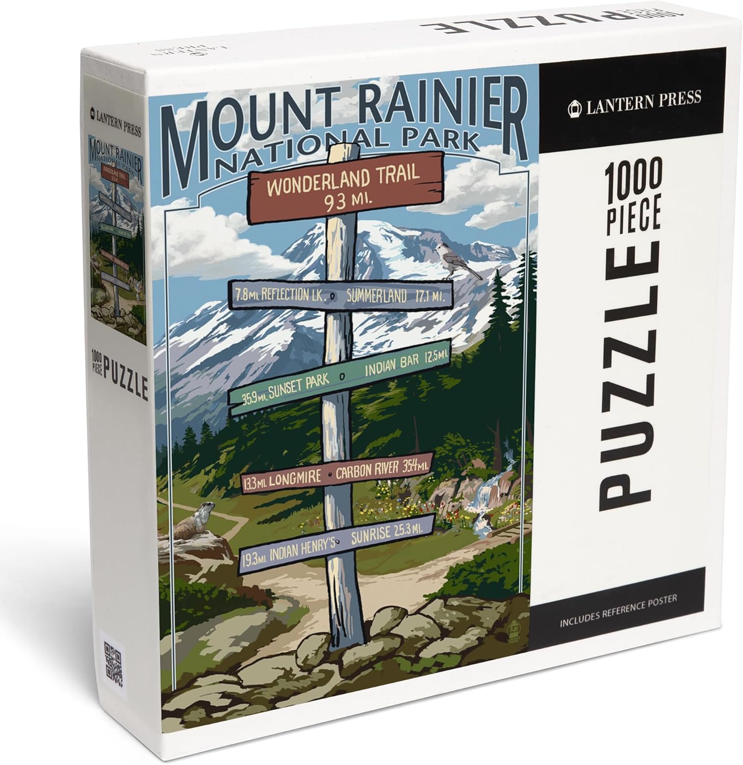 Mount Rainier National Park, Washington, Wonderland Trail Destination Sign Press (1000 Piece Puzzle, Challenging Jigsaw Puzzle for Adults, Made in USA)
