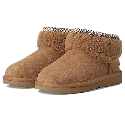UGG Kids Classic Ultra Mini Maxi Curly (Little Kid/Big Kid) Girls Shoes Chestnut