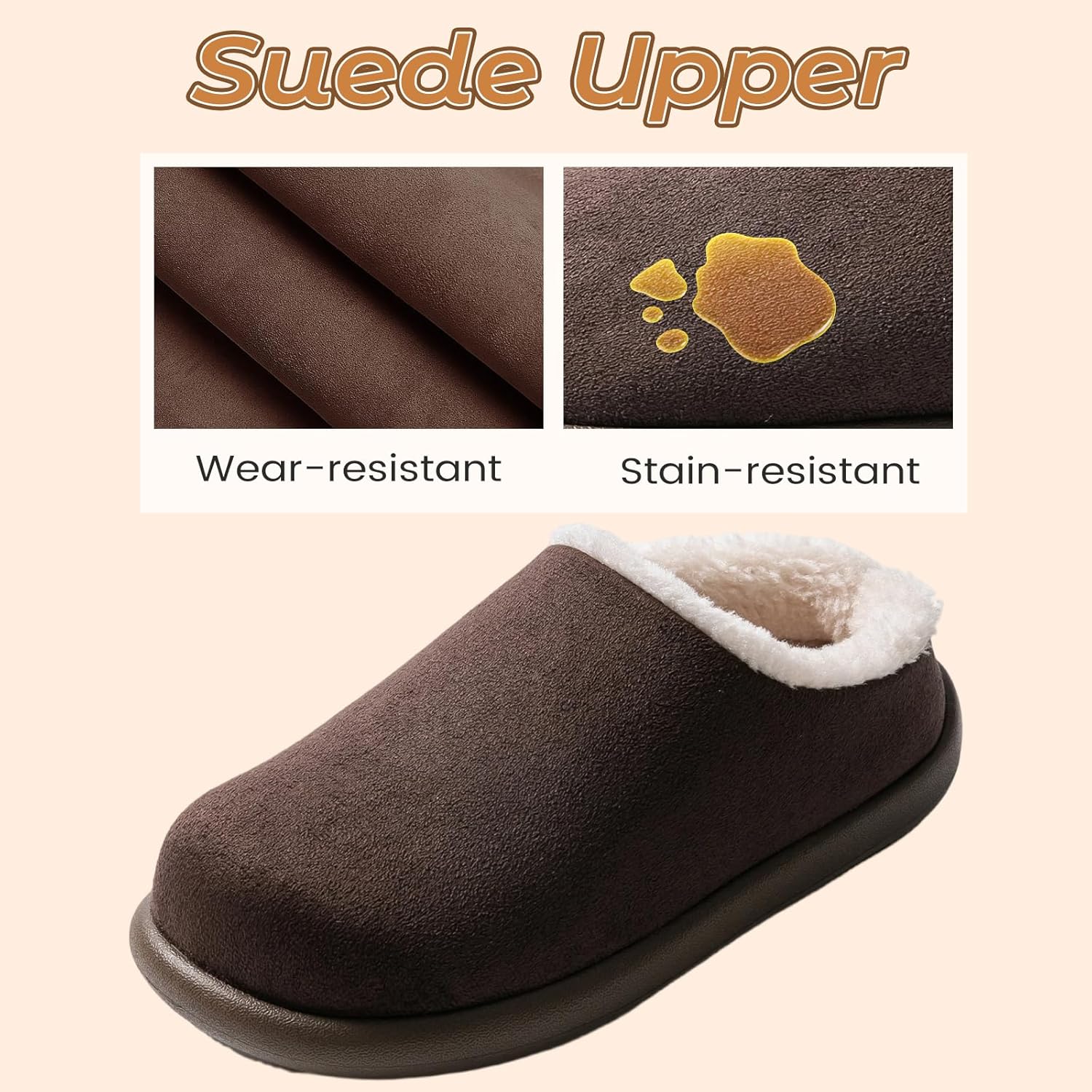 Drecage Big Kids Slippers Suede Sherpa Lined For Boys Girls, Warm Winter Indoor House Shoes Non Slip & Memory Foam Slip On Slippers - Image 2