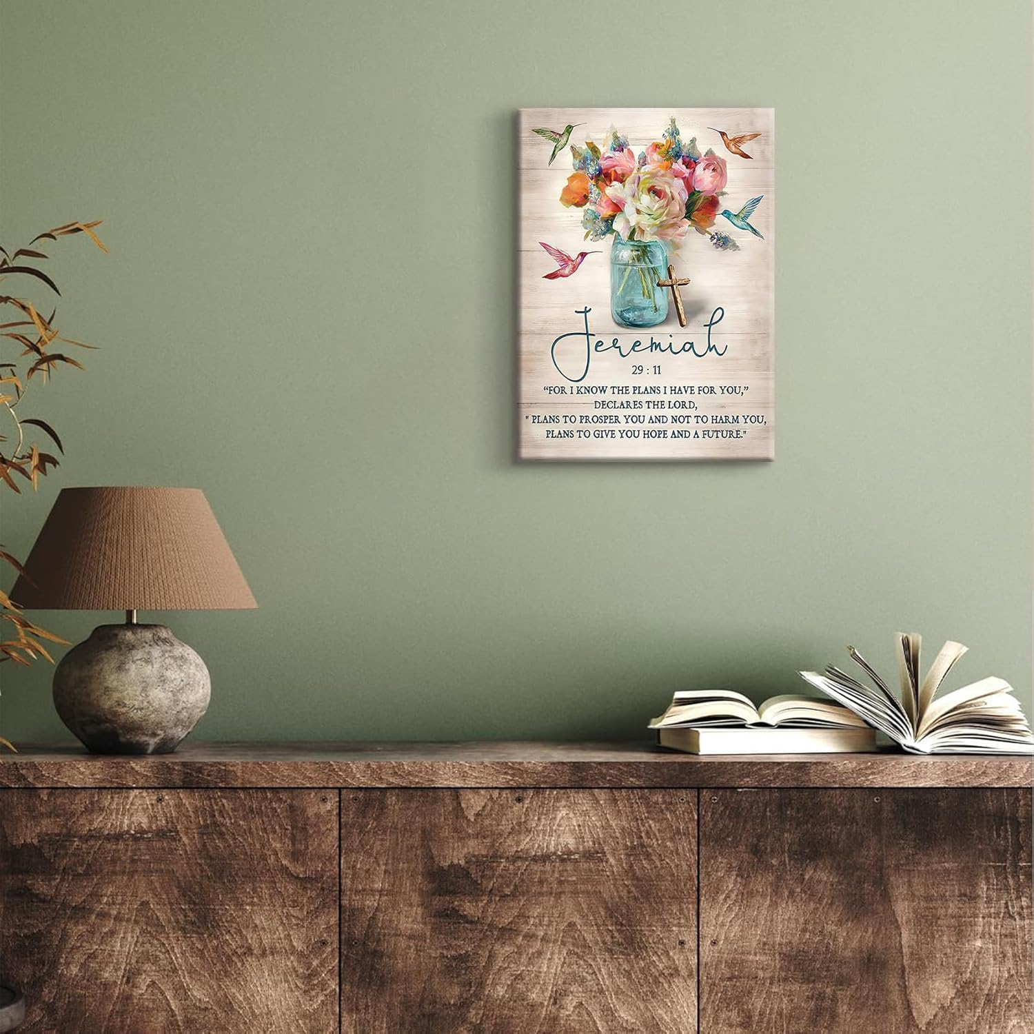 DCMVJHZV Scripture Canvas Wall Art Christian Wall Decor Jeremiah Bible Verse Painting Print Colour Religious Farmhouse Hummingbird Picture Church Living Room Biblical Art Ready to Hang(16"x24")