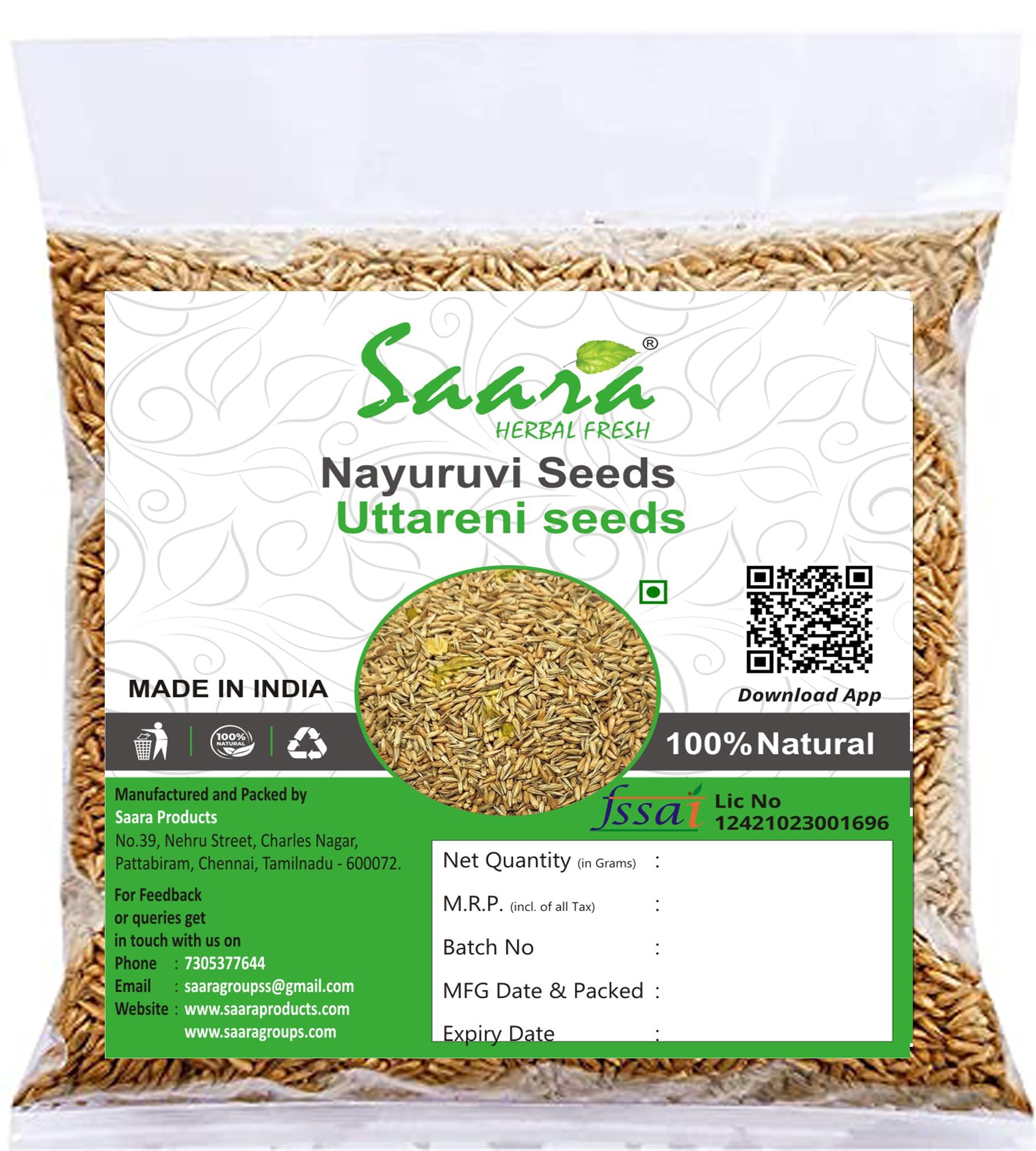 Saara HERBAL FRESH Nayuruvi Seeds, 50g, Uttareni seeds, Apamarga, Achyranthes Aspera, Latjira, Chirchita, Chaff Flower Seeds,50g (Pack of 1 x 50g) (B097P4BHZ4) Amazon Price History, Amazon Price Tracker