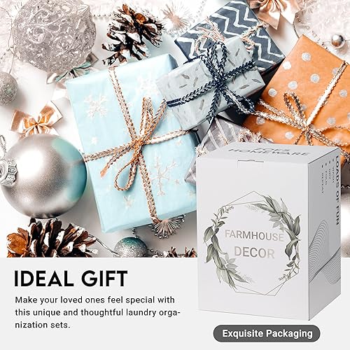 Miniatura 7 de 3 juegos de organización y almacenamiento de lavandería | Decoración moderna de lavandería de granja | Contenedor de lavandería para organizar