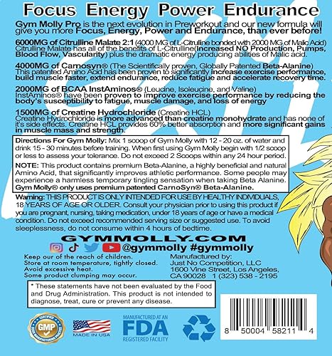 Miniatura 10 de Gym Molly PRO - PreWorkout - 30 porciones - Kiwi de fresa, malato de citrulina 6G, beta alanina 4G, 300 mg de cafeína de plantas de café puro