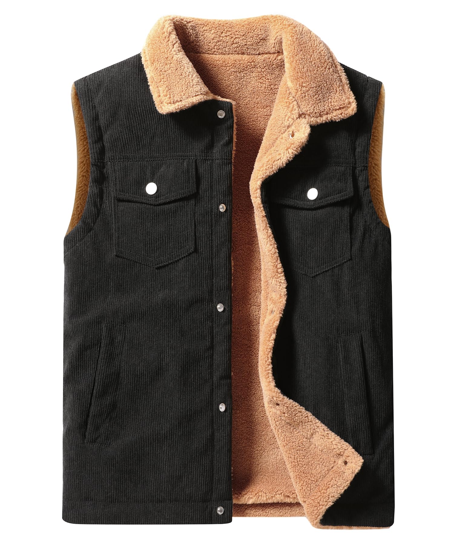 Herren Winter Kord Weste Warme Fleeceweste Freizeit Steppweste Ärmellos Jacke Herrenwesten Winddicht Korduroy Winterweste