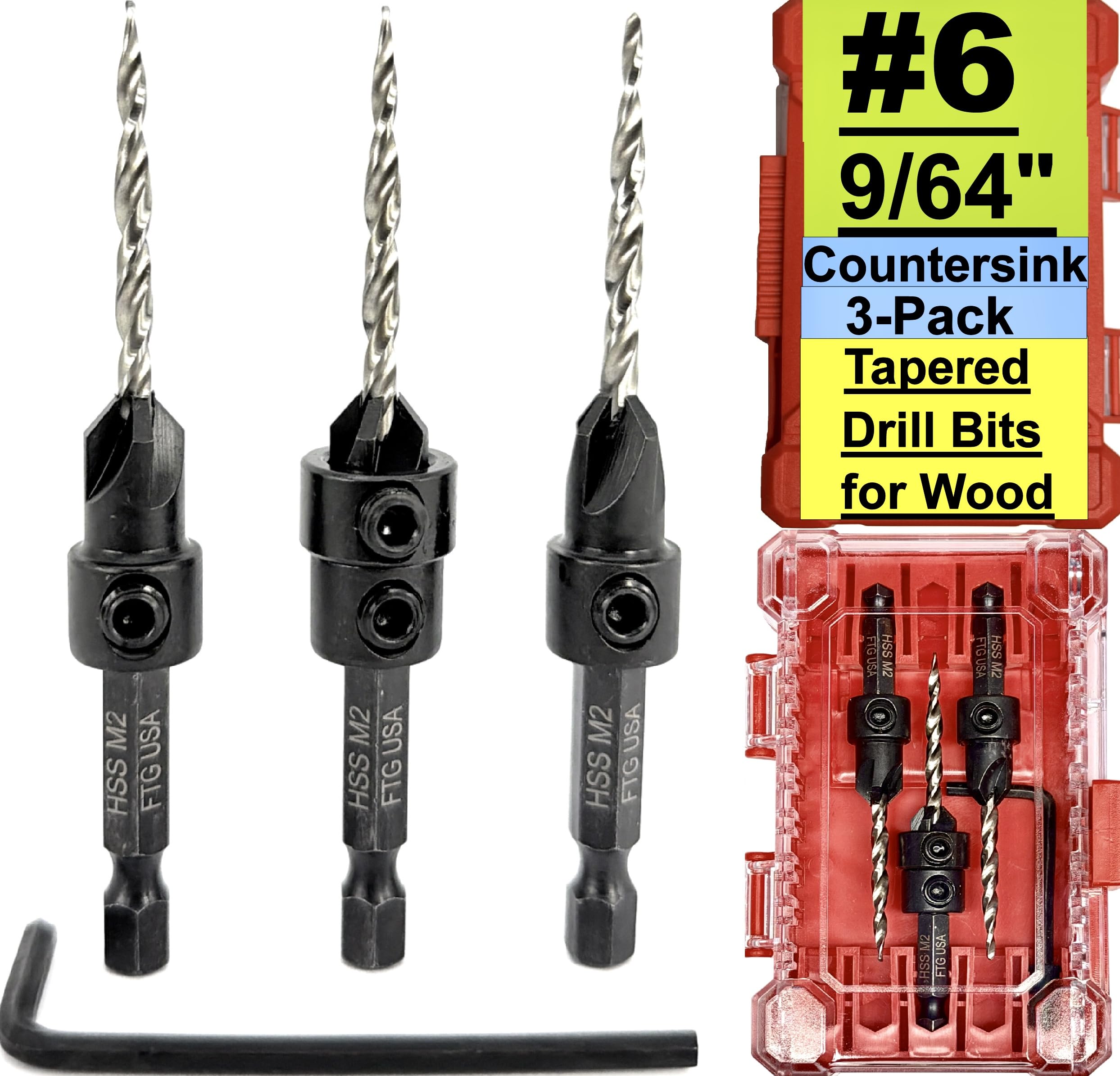 FTG Countersink Drill Bit Set - 5 Piece Wood -9