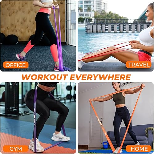 Miniatura 5 de Juego de bandas de resistencia, bandas de asistencia para ejercicios con 6 niveles de resistencia, correas de entrenamiento muscular para fitness,