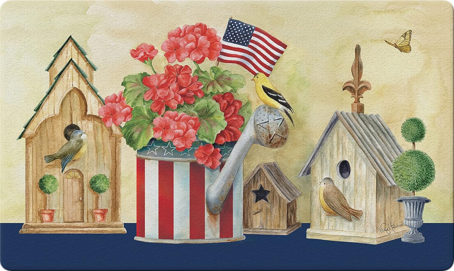 Toland Home Garden 800175 Patriotic Watering Can Summer Door Mat 18x30 Inch 4th of July Outdoor Doormat for Entryway Indoor Entrance