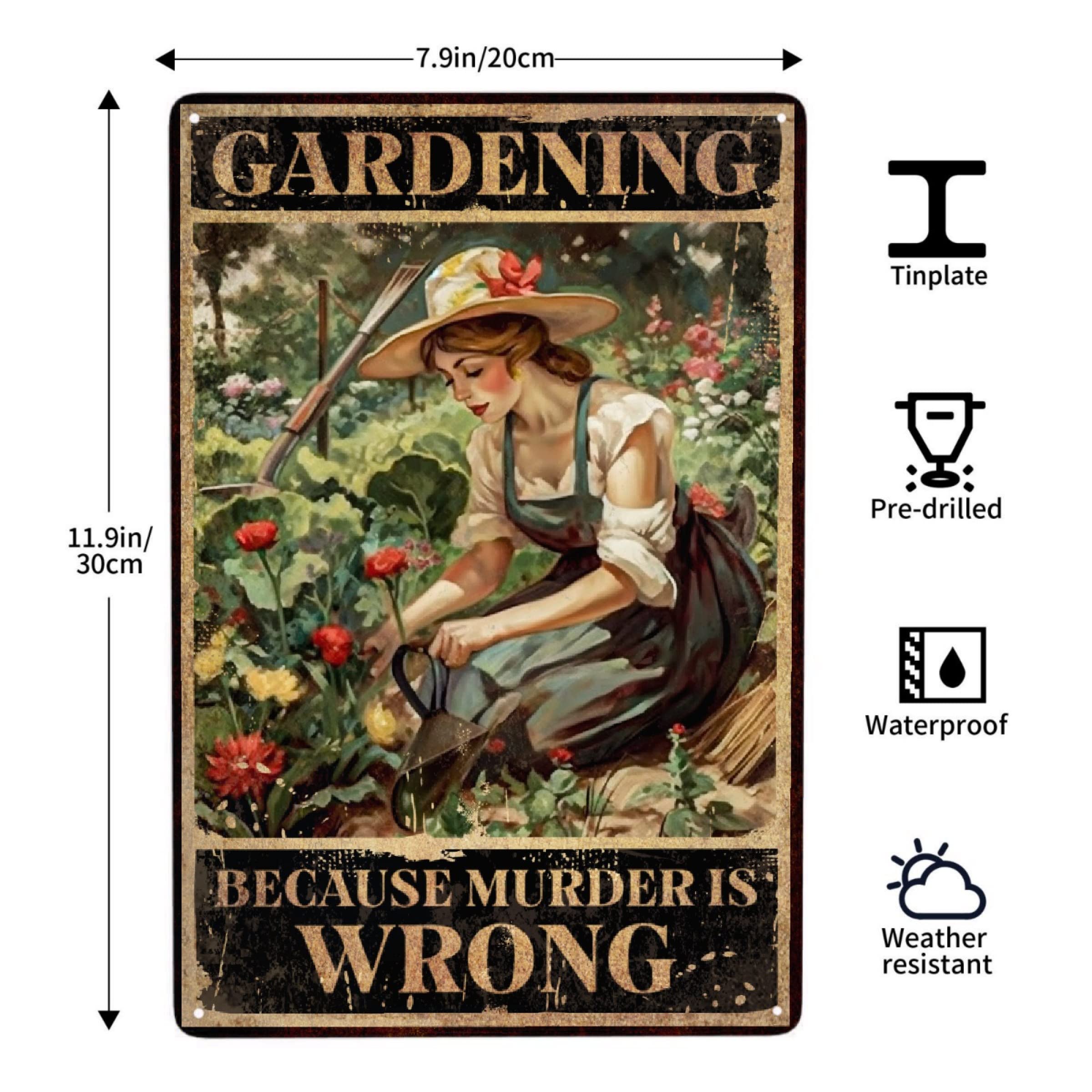 Amazon.com: JOCASA Gardening Because Murder Is Wrong Vintage