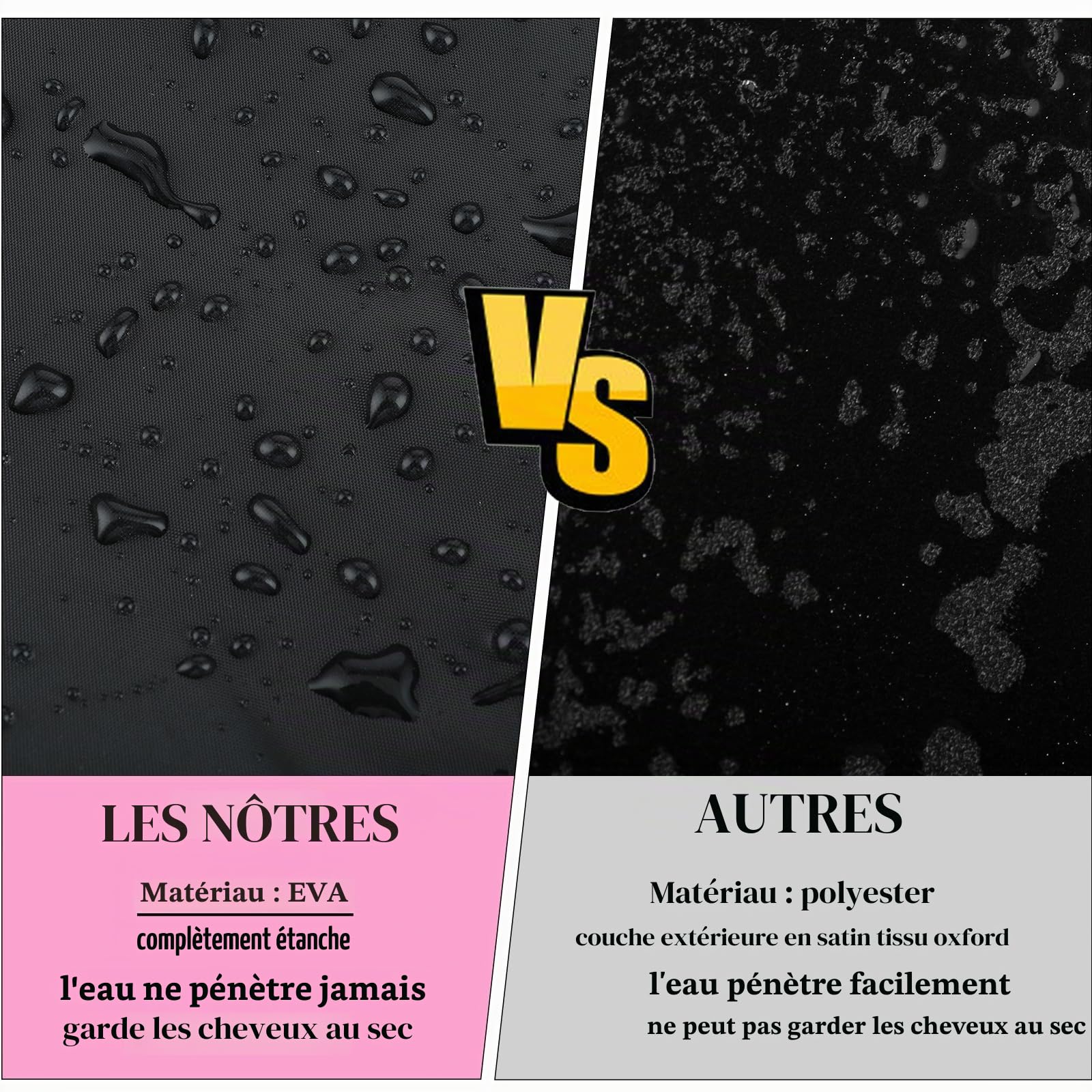 Lot de 2 grands bonnets de douche pour tresses, bonnet de douche extra long pour cheveux longs et dreadlocks pour femmes et hommes (noir, gris)