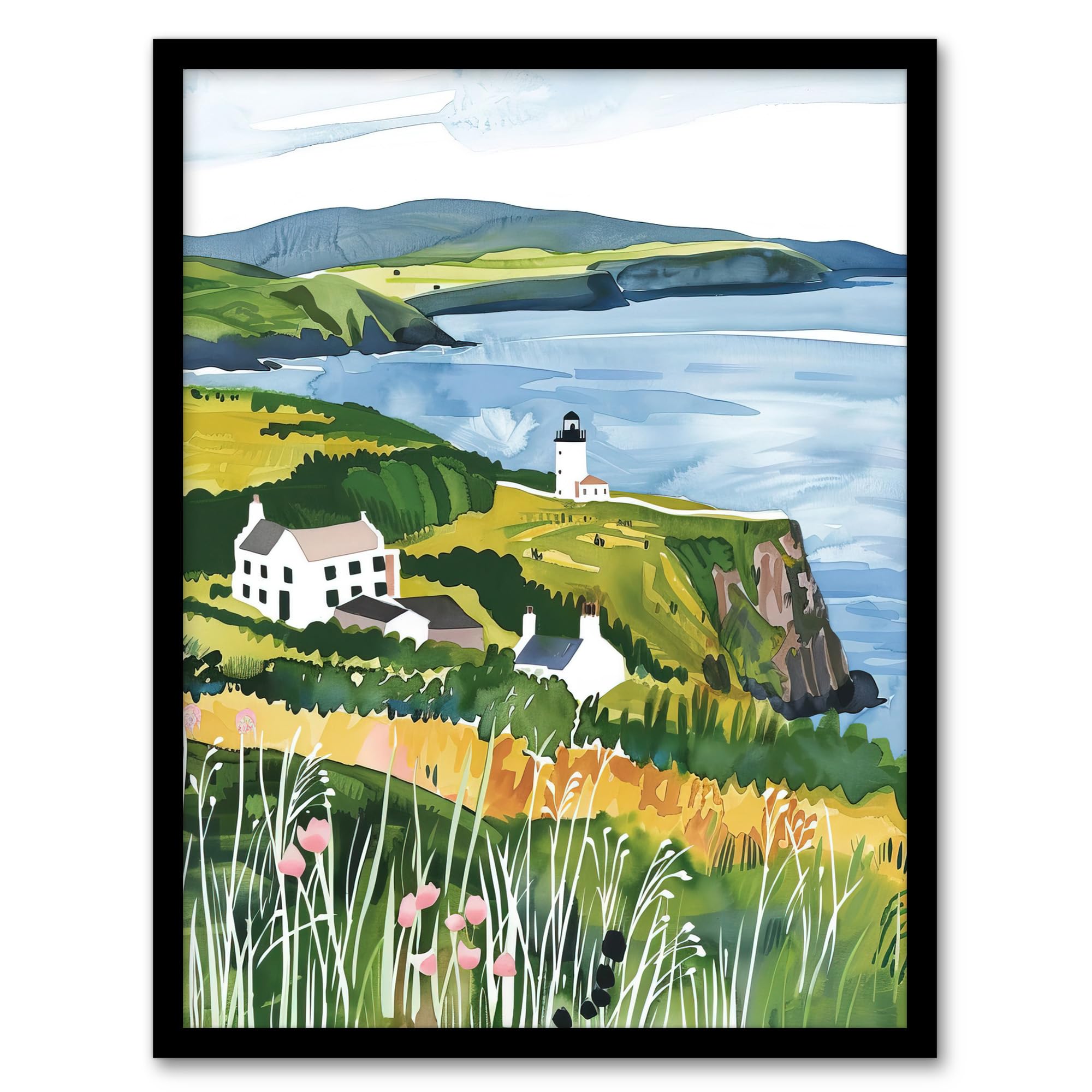 Artery8 Mull of Kintyre Lighthouse Coastal Scotland Living Room Artwork Framed Wall Art Print A4