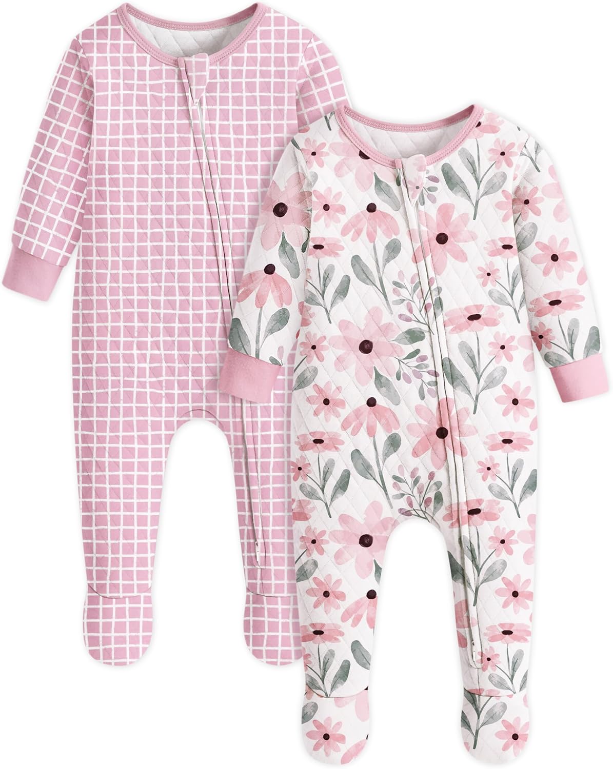 Yoofoss Baby Pajamas Organic Cotton Baby Winter Clothes Warm Newborn Sleepers for 0-3 3-6 6-9 Months, Quilted Footed Pjs