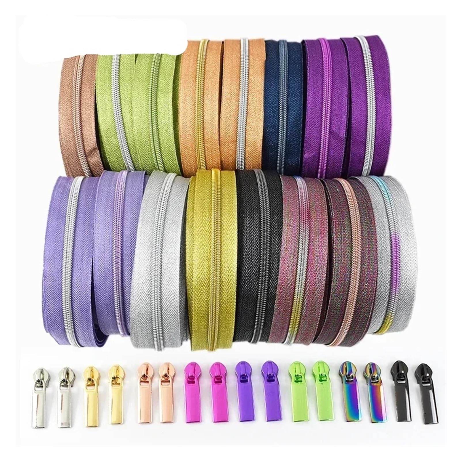 Cinta de nailon con cremallera 5# Rollo 1-10 m con deslizadores de cremallera para bolsas, ropa, kit de reparación de costura, accesorios de bricolaje