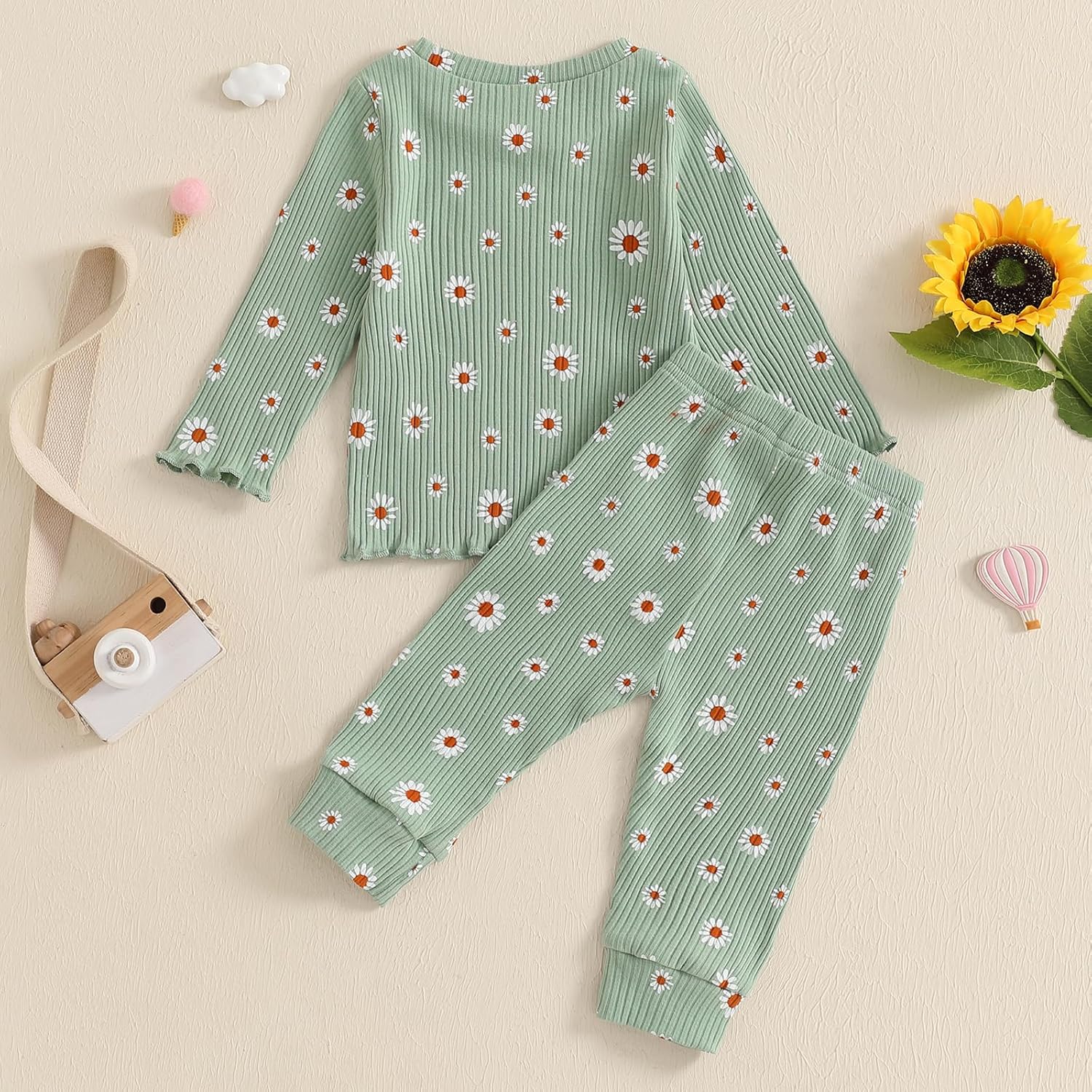 Baby Girl Fall Clothes Set Floral Print Long Sleeve Tops Pants Cute Infant Toddler Outfits 6 12 18 24 Months 2T - Image 3