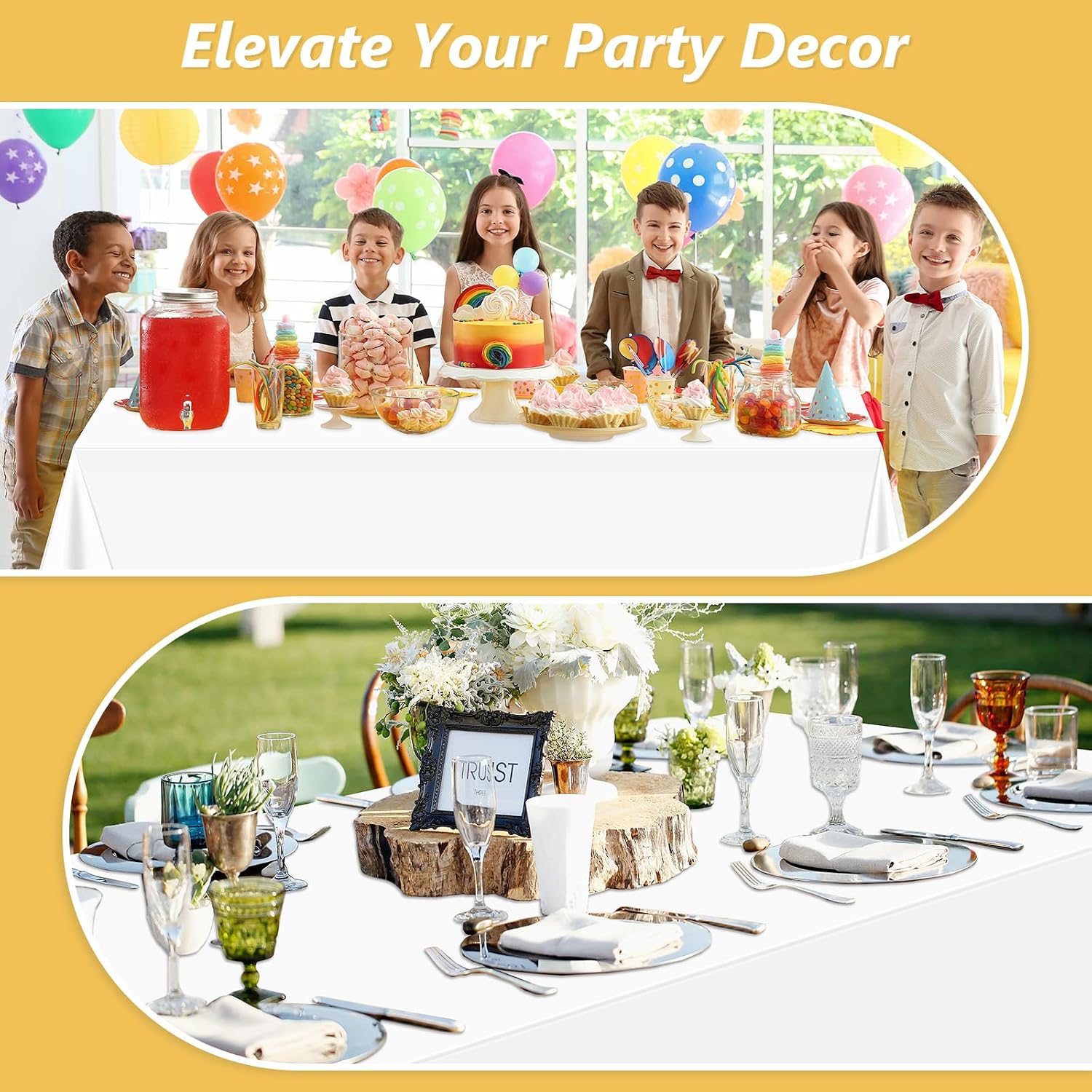 LANLISA 3 Pack Plastic Table Cloth Disposable, White Table Cloth for Rectangle Table, 54 x 108 Inch Disposable Tablecloth for Party, Plastic Table Cover