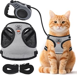 Mexgcom Katzengeschirr mit Leine Ausbruchsicher, Softgeschirr für Katze Brustgeschirr, Katze Hunde mit 5 m/16,4 Fuß Katzenleine Verstellbar Katzenweste (M) product image