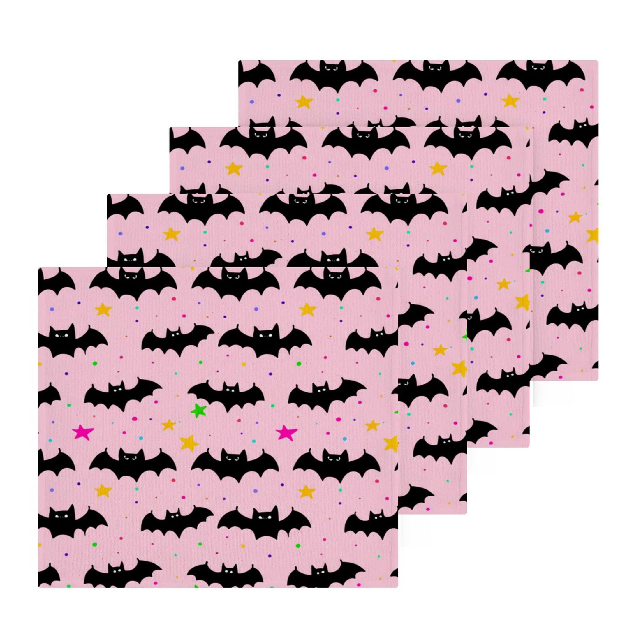 Kigai Black Bats 6 Pack Washcloths Cotton Soft Absorbent Skin Friendly Wash Cloths Fingertip Towels Machine Washable 12x12 in