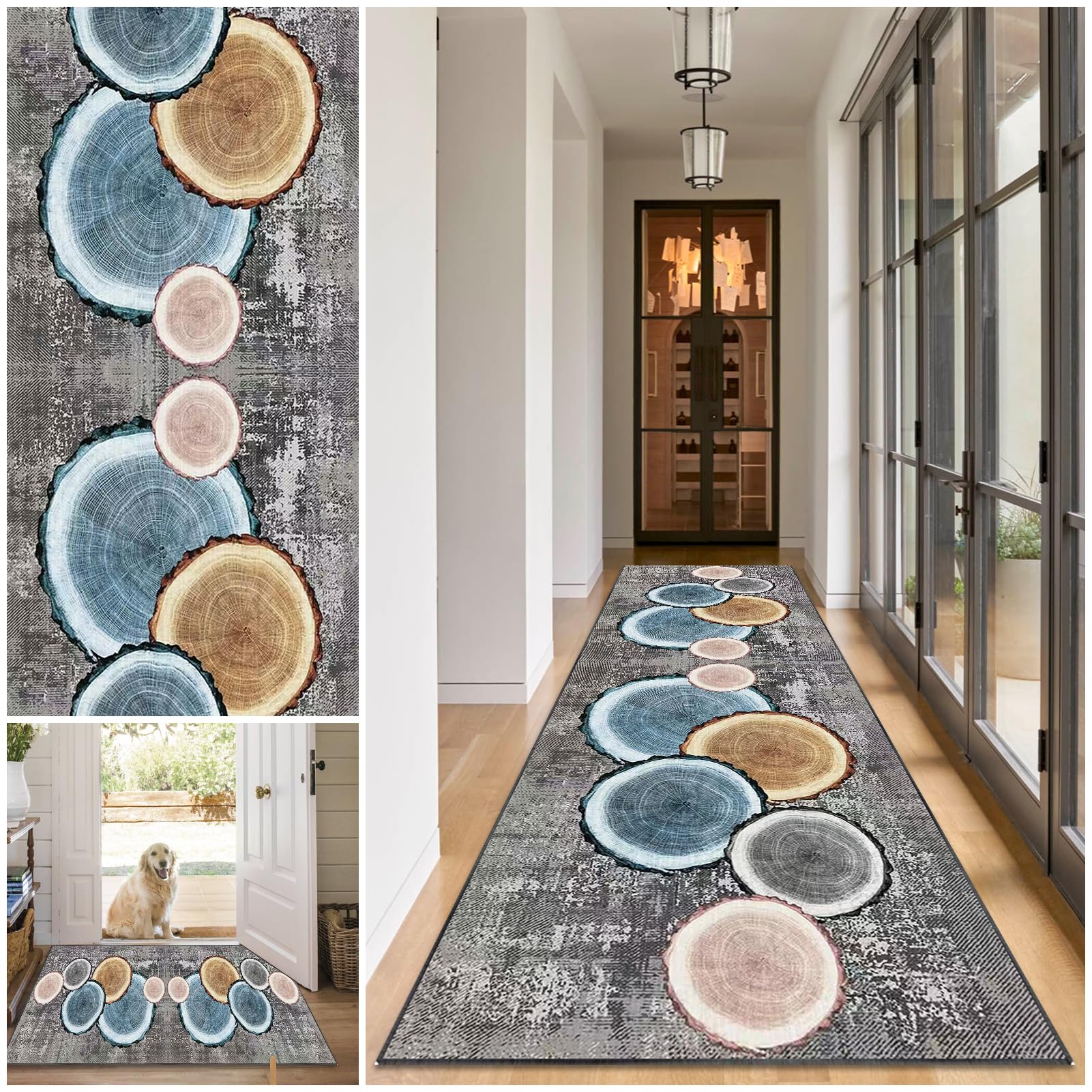 Runner Rugs for Hallway Washable Kitchen Rugs 60 x 500 cm Hall Runners Non Slip Long Kitchen Runner Rug Absorbent Floor Carpet Area Rug Door Mats Carpet Runner for Hallway Entryway Laundry Room