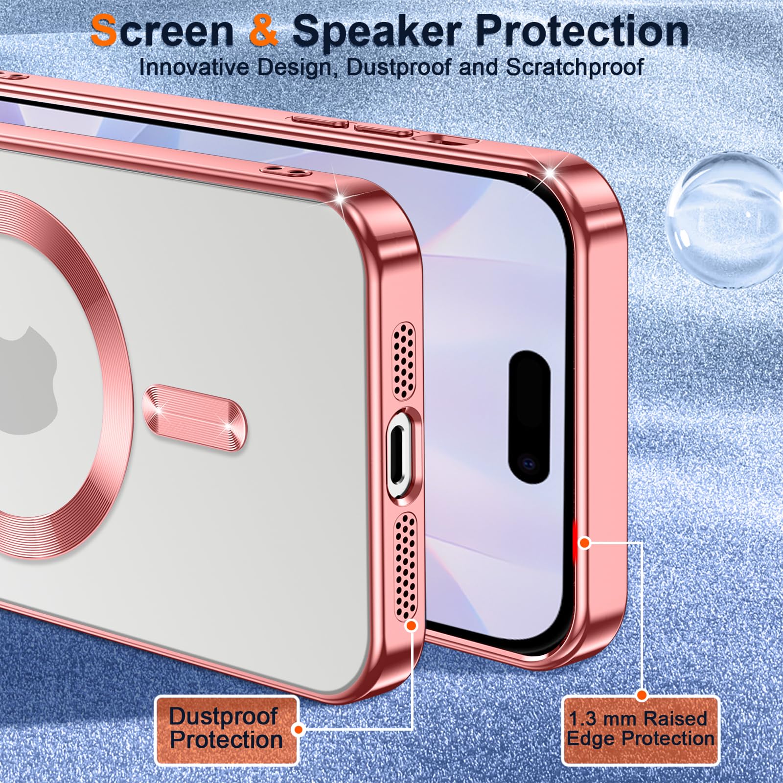 Phoona Pokrowiec na telefon iPhone 17 6,3 cala, obiektyw aparatu pełna ochrona i szkło hartowane 2 × szkło hartowane, kompatybilny z bezprzewodowym ładowaniem MagSafe, ochrona wojskowa, różowy