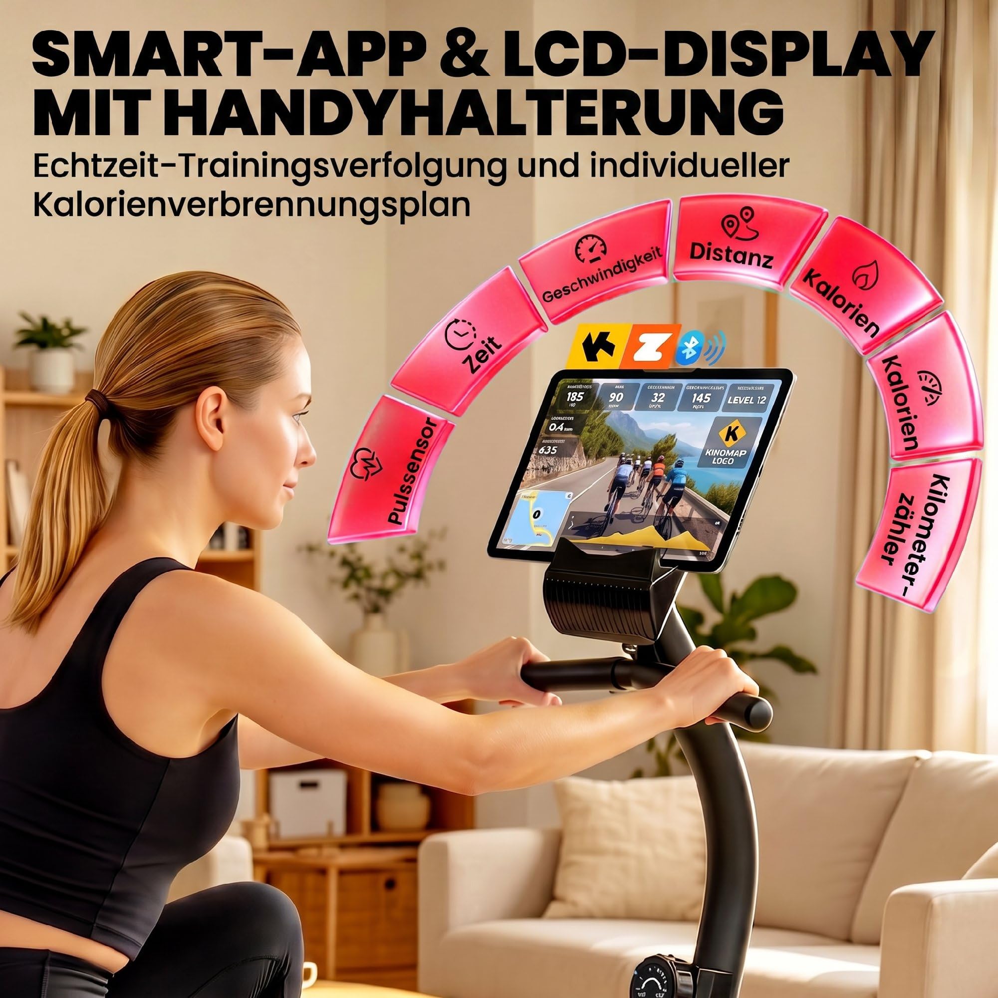 SPORTNOW Liegeergometer für Zuhause mit 8 verstellbar Widerstandsstufe Magnetbremse APP Pulssensor LCD-Display Verstellbar Fußriemen, Senioren Liegefahrrad Heimtrainer mit verstellbarer Rückenlehne
