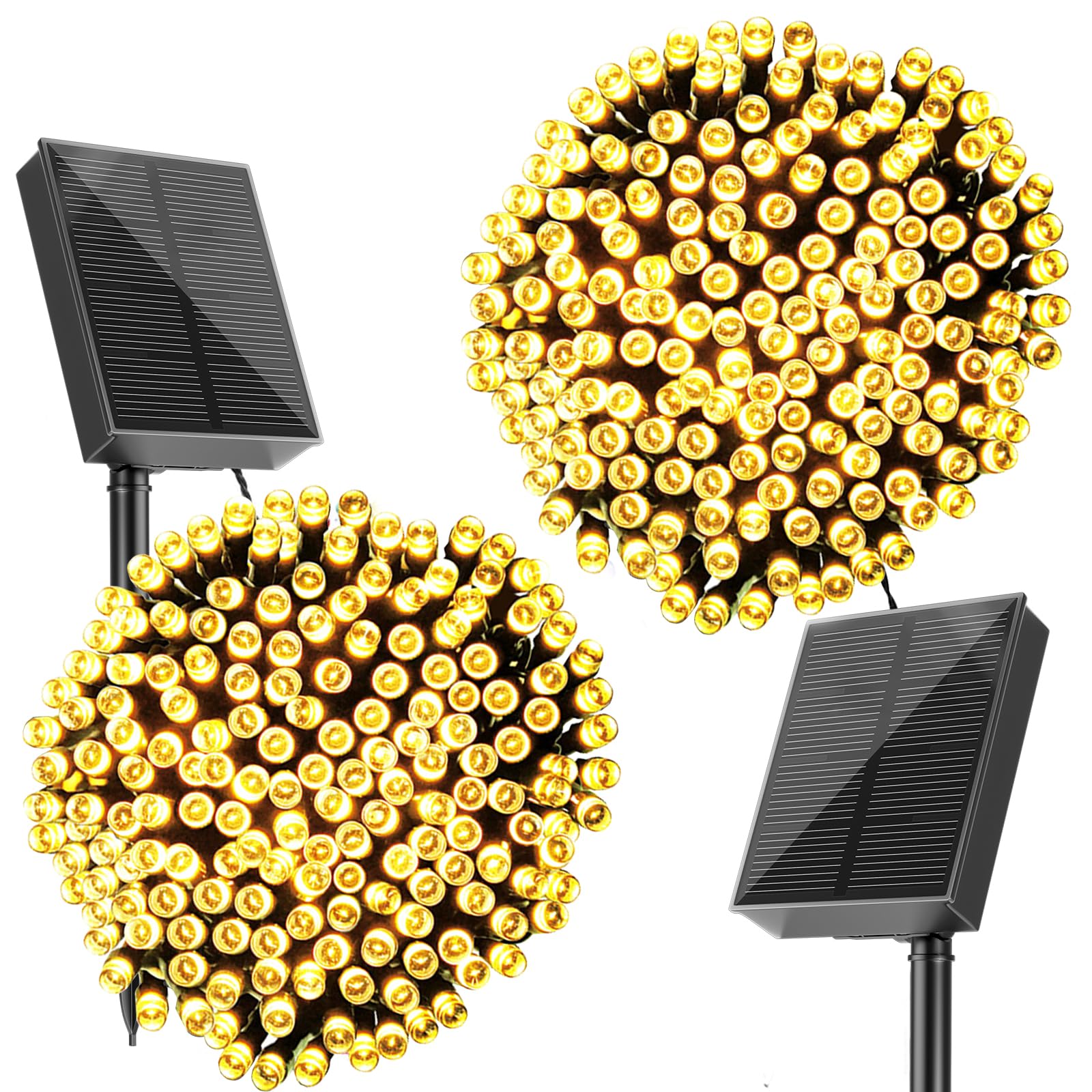 SOLARBABY 2 Pezzi Catena di Luci Solari per Esterni, Catena Luminosa Esterno Solare, 20M 200LED Luci Solari da Giardino 8 Modalità Luce Esterno Decorazioni per Giardino,Natale,Matrimonio-Bianco Caldo