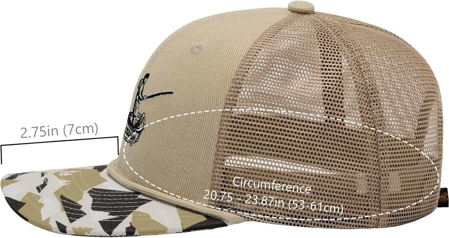 BASSDASH Camo Rope Trucker Hat Baseball Cap Mesh Back for Men Women Duck Deer Hunting Fly Fishing Camping