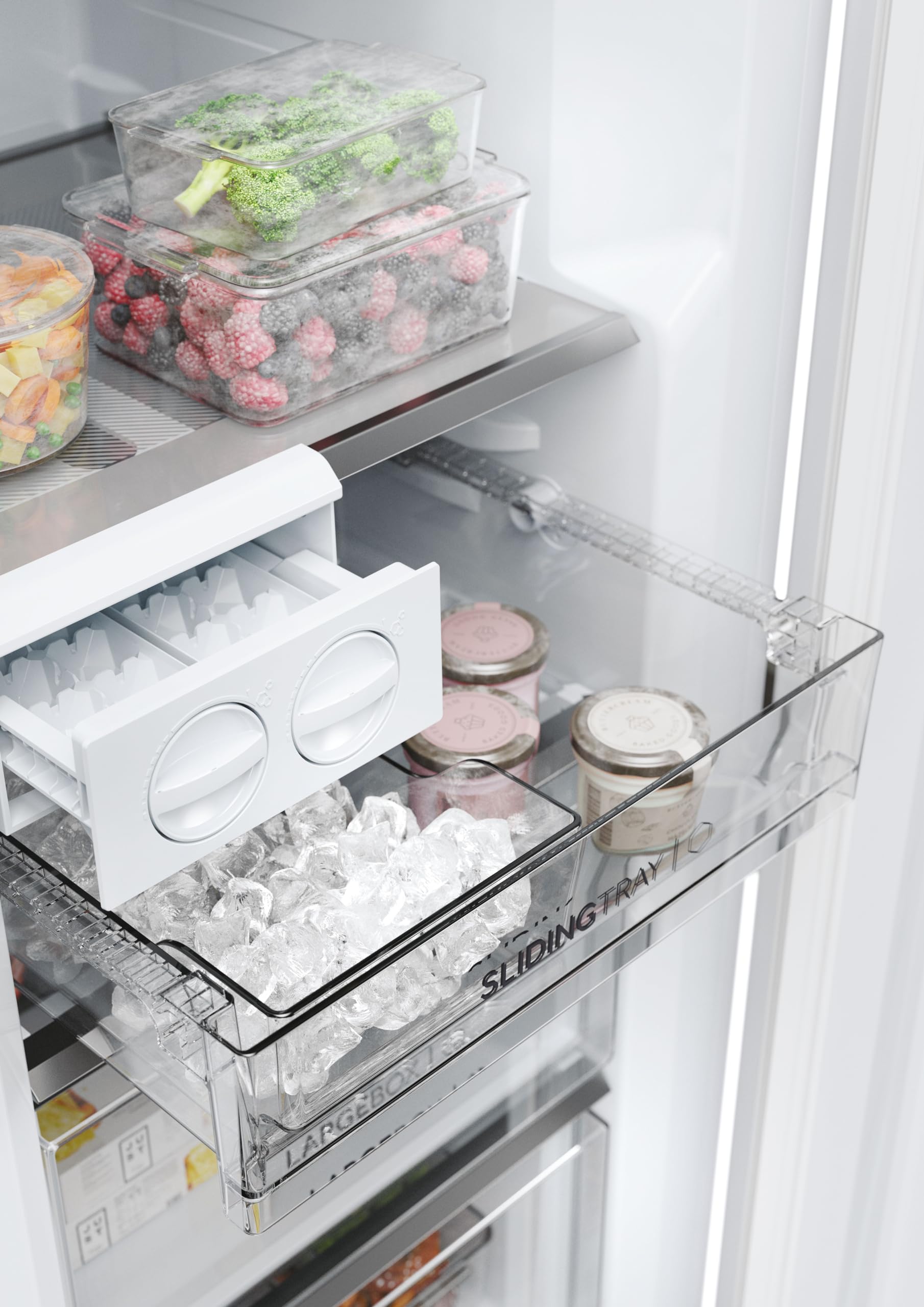 Haier Congelatore con sbrinamento automatico e macchina per cubetti di ghiaccio I Instaswitch H4F306WDH1 I Total No Frost congelatore, capacità 301 l, utilizzabile anche come frigorifero I Freezer con