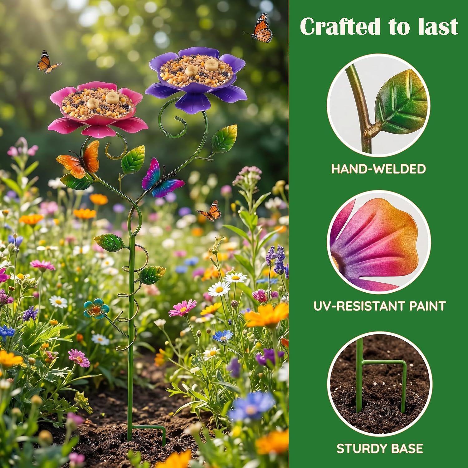 2‑Pack Bee Watering Station, Metal Bee Bath Stake for Pollinator Garden image 5