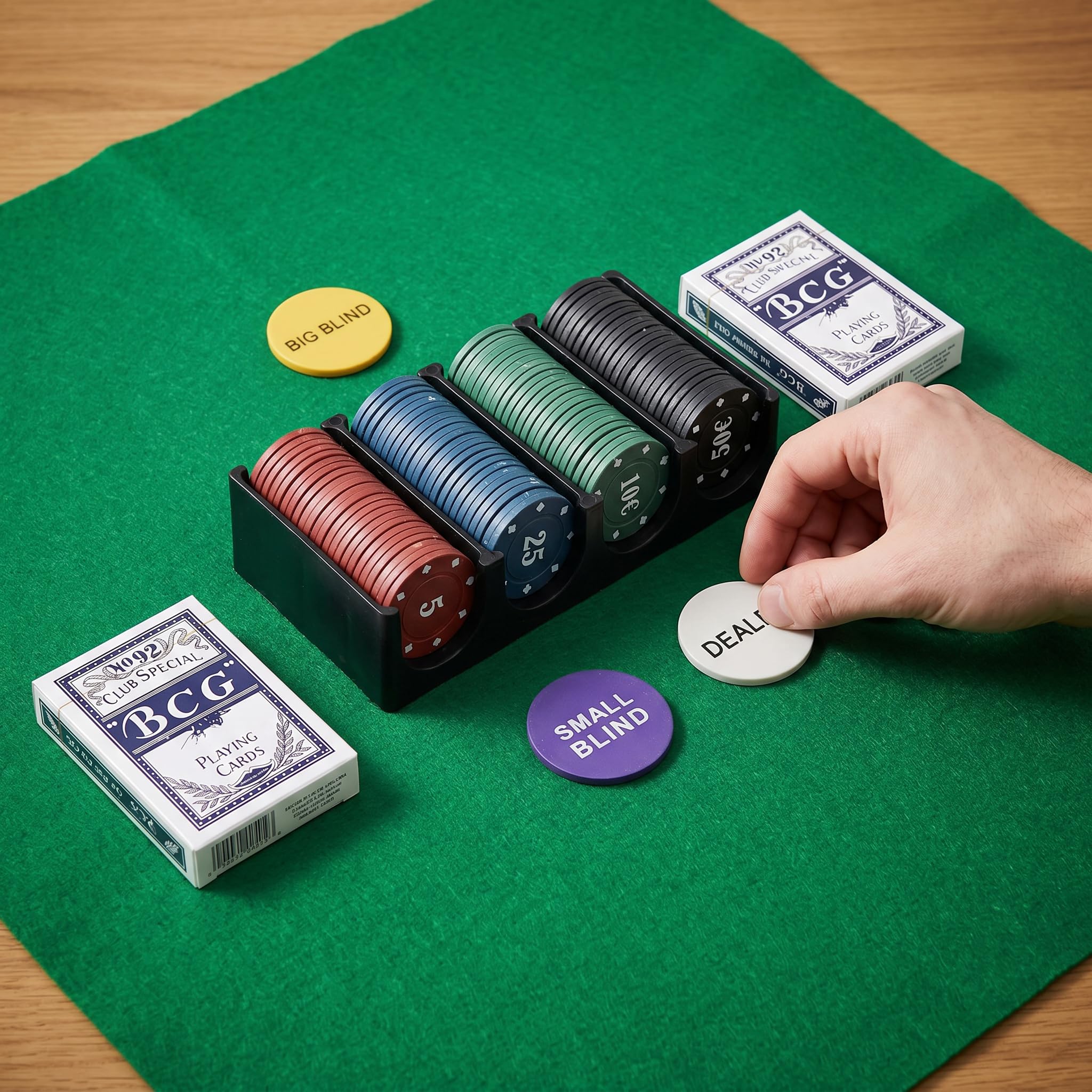 various Set de poker avec 200 jetons et boîte métallique, jeu de poker Texas Holdem avec 2 Decks et bouton Dealer, Kit Poker pour Blackjack, casino et soirées de jeu en famille