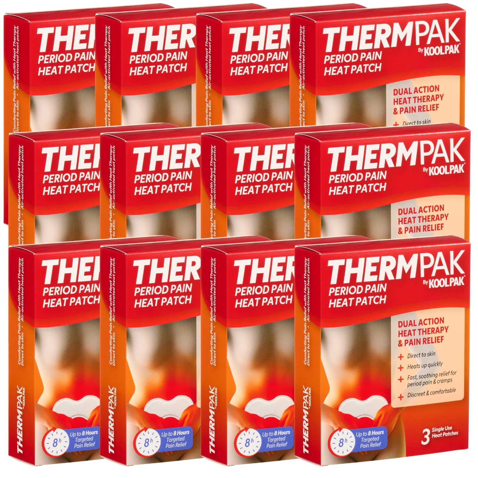 Thermpak Period Pain Heat Patch – Ready to Use – Discreet, Odourless, Skin-Friendly Warmth for Cramps – Case of 36