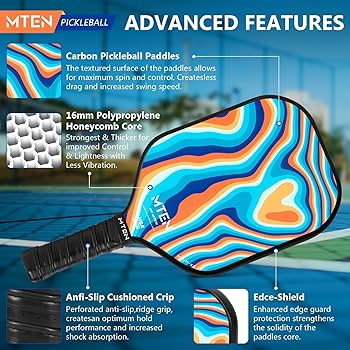 Amazon.co.jp: ピックルボールパドル、16mmカーボンファイバー