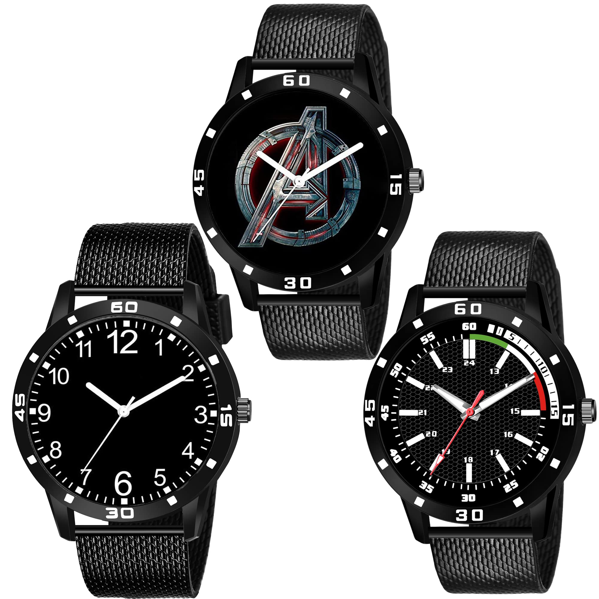 just like Set of 3 All Black Rubbers Strap Analog Wrist Watches for Boy and Men (B0BTHHMVCR) Amazon Price History, Amazon Price Tracker